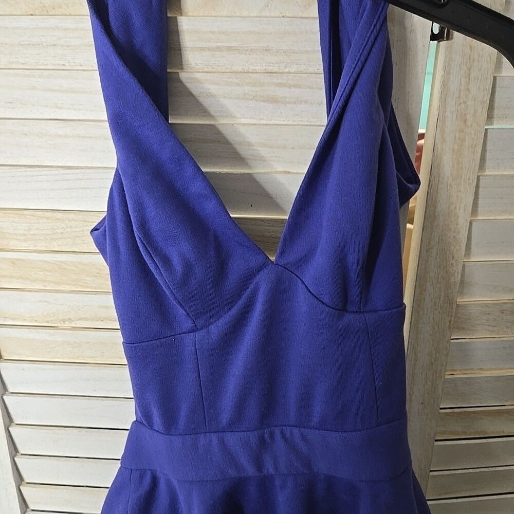 ASOS Mini Dress Womens Low Back Cocktail Gown Size 4 Purple Peplum Waist - Picture 2 of 5
